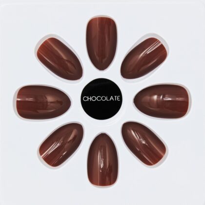 PS…Pointed Glossy Nails Chocolate | 24 nails